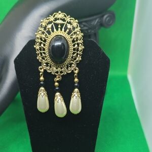 Elegant Gold and Black Dangle Earrings